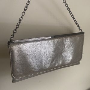 Poppie Jones Silver Metallic Clutch